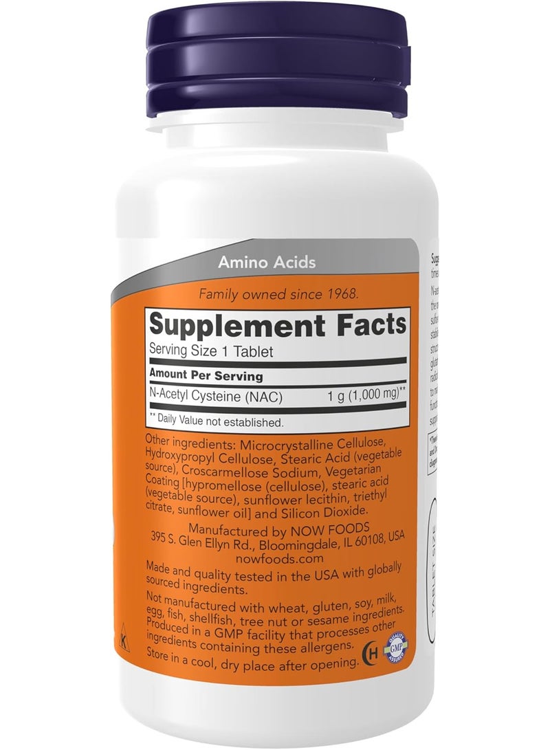 ناو مكمل غذائي، NAC (إن-أسيتيل سيستين) 1000 ملغ، حماية من الجذور الحرة، 60 قرصًا - Image 2